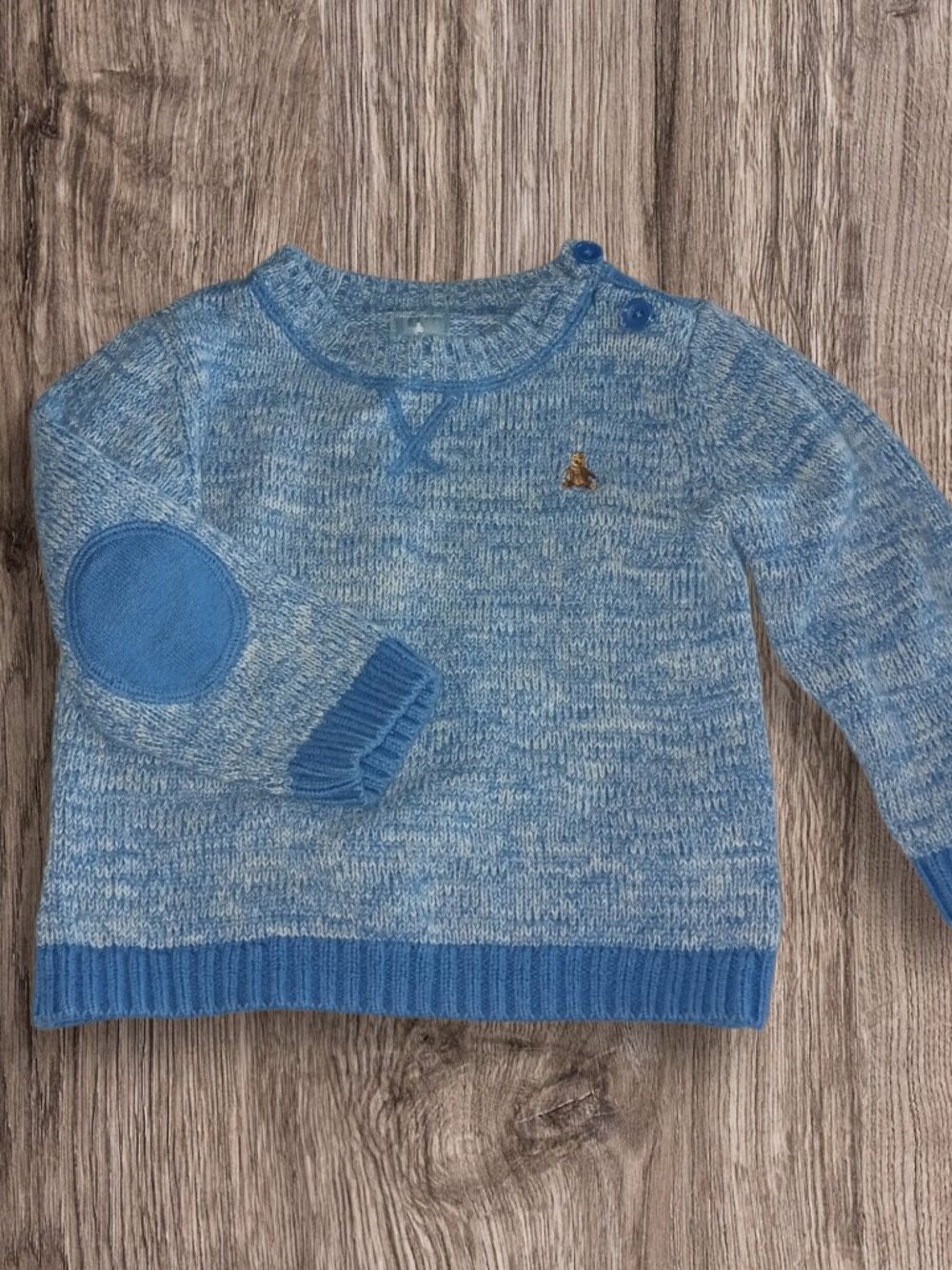 Carter's 24 Months Blue Marled Knit Sweater Elbow Patch Pullover